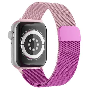 Apple Watch (41mm) klockarmband med coolt mönster i milanesisk fin mesh - Gradient Roséguld / Rosa Lila