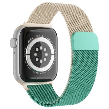 Apple Watch (41mm) klockarmband med coolt mönster i milanesisk fin mesh - Gradient Guld / Grön