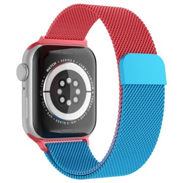 Apple Watch (41mm) klockarmband med coolt mönster i milanesisk fin mesh - Gradient Röd / Blå