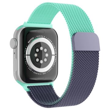 Apple Watch (41mm) klockarmband med coolt mönster i milanesisk fin mesh - Gradient Cyan / Mörkgrå