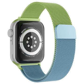 Apple Watch (41mm) klockarmband med coolt mönster i milanesisk fin mesh - Gradient Grön / Blå