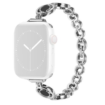 Apple Watch (41 mm) klockarmband med strassdekor - Silver / Svart