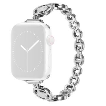 Apple Watch (41 mm) klockarmband med strassdekor - Silver / Vit