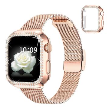 Apple Watch Series 8 (41 mm) klockarmband och fodral med strassdekor - Roséguld