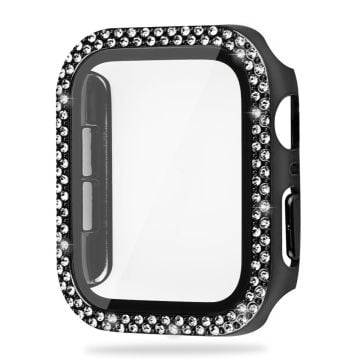 Apple Watch Series 8 (41mm) rhinestone décor cover with tempered glass - Black