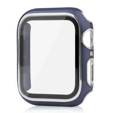 Apple Watch Series 8 (41mm) dual color electroplating cover with tempered glass - Blue / Silver