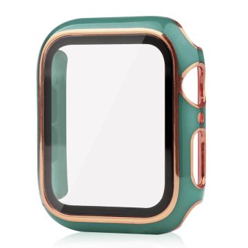 Apple Watch Series 8 (41mm) dual color electroplating cover with tempered glass - Blackish Green / Gold