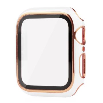 Apple Watch Series 8 (41mm) dual color electroplating cover with tempered glass - White / Gold