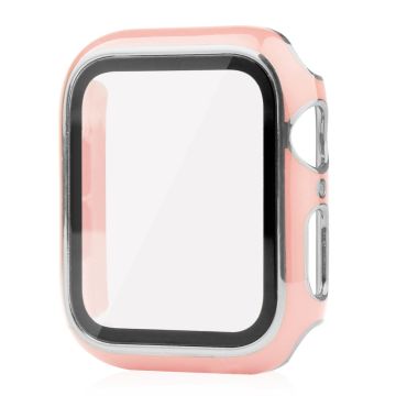 Apple Watch Series 8 (41mm) dual color electroplating cover with tempered glass - Pink / Silver