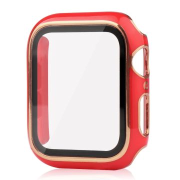 Apple Watch Series 8 (41mm) dual color electroplating cover with tempered glass - Red / Gold