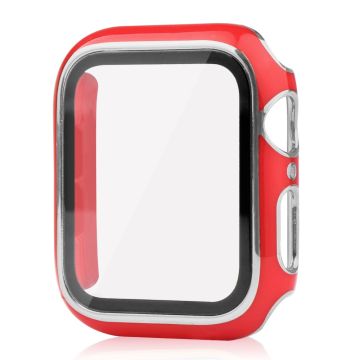 Apple Watch Series 8 (41mm) dual color electroplating cover with tempered glass - Red / Silver