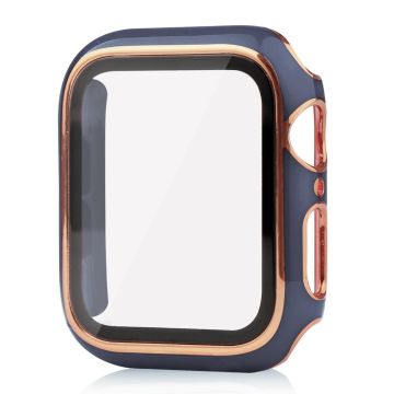 Apple Watch Series 8 (41mm) dual color electroplating cover with tempered glass - Blue / Gold