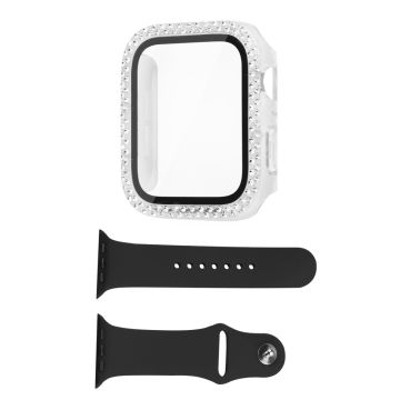 Apple Watch Series 8 (41mm) strassdekorerat fodral med härdat glas och klockarmband - Transparent