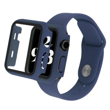 Apple Watch Series 8 (41mm) klockarmband och fodral i silikon med härdat glas - Mörkblå