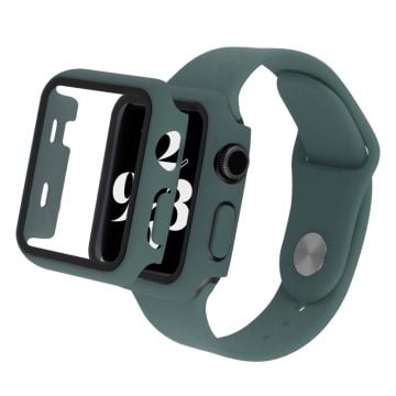 Apple Watch Series 8 (41mm) klockarmband och fodral i silikon med härdat glas - Midnattsgrön