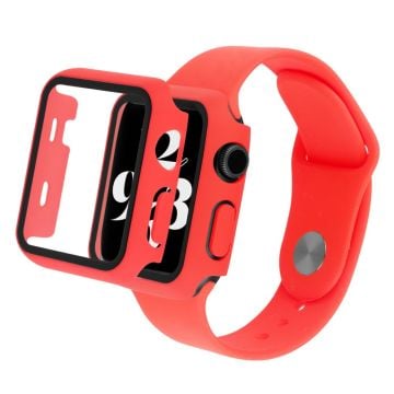 Apple Watch Series 8 (41mm) klockarmband och fodral i silikon med härdat glas - Röd