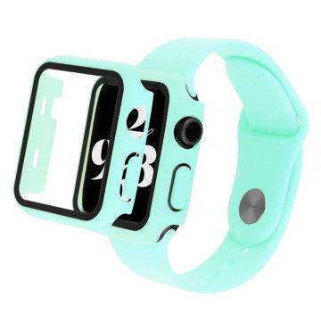 Apple Watch Series 8 (41mm) klockarmband och fodral i silikon med härdat glas - Cyan