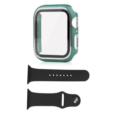 Apple Watch Series 8 (41mm) skal och silikonskal med härdat glas - Svartaktig Grön / Silver