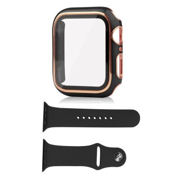 Apple Watch Series 8 (41mm) skal och silikonskal med härdat glas - Svart / Guld