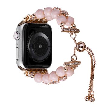 Apple Watch Series 8 (41mm) 2-radigt armband med pärldekor - Godis Rosa