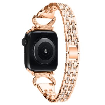 Apple Watch Series 8 (41mm) strassarmband med 5 pärlor i metall - Roséguld