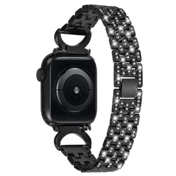 Apple Watch Series 8 (41mm) strassarmband med 5 pärlor i metall - Svart