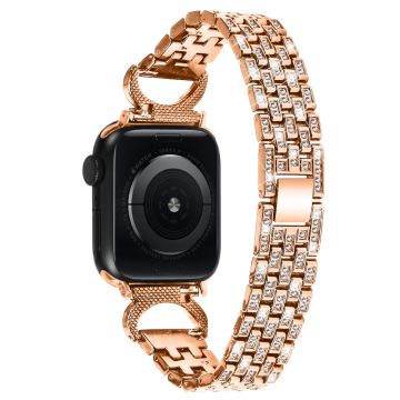 Apple Watch Series 8 (41mm) strassarmband med 5 pärlor i metall - Roséguld