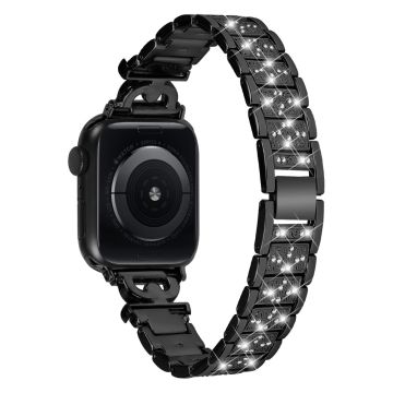 Apple Watch Series 8 (41 mm) armband i rostfritt stål med strassdekor - Svart