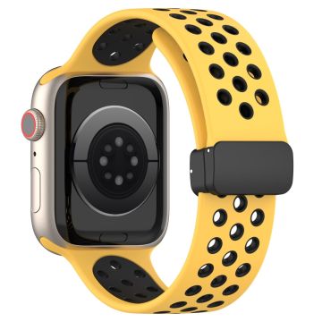 Apple Watch Series 8 (41 mm) silikonarmband i två färger - Gul / Svart