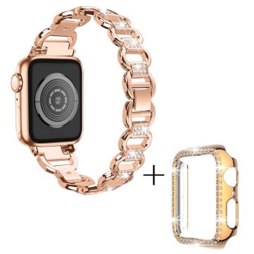 Apple Watch Series 8 (41mm) strassdekorerat aluminiumarmband med fodral - Roséguld