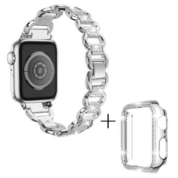 Apple Watch Series 8 (41mm) strassdekorerat aluminiumarmband med fodral - Silver