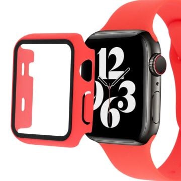 Apple Watch SE 2022 (44mm) cover with tempered glass screen protector - Red