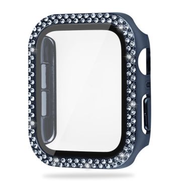 Apple Watch SE 2022 (44mm) rhinestone décor cover with tempered glass - Blue