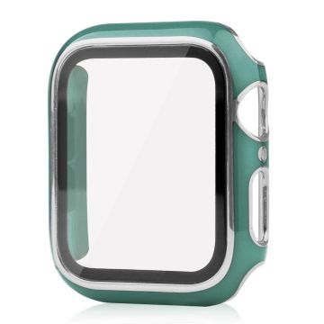 Apple Watch SE 2022 (44mm) dual color electroplating cover with tempered glass - Blackish Green / Silver