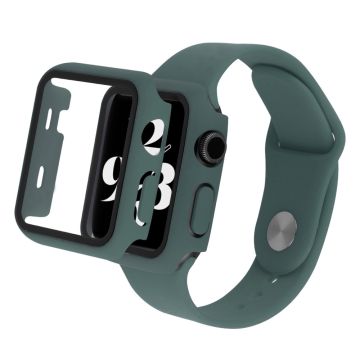 Apple Watch SE 2022 (44mm) klockarmband och fodral i silikon med härdat glas - Midnattsgrön