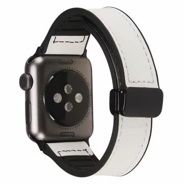 Apple Watch Series 9 41 mm läder- och silikonarmband - Vit