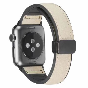 Apple Watch Series 9 41 mm läder- och silikonarmband - Beige