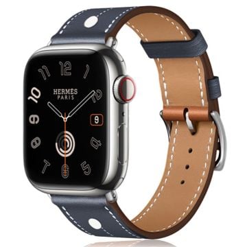 Apple Watch Series 41mm / 40mm / 38mm klockarmband med nitdekor Armband i äkta koskinn - Blå