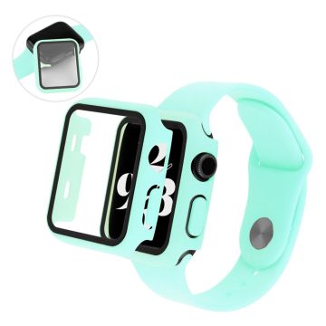 Apple Watch Series 6 / 5 44mm cover with tempered glass + watch band - Cyan