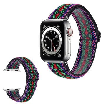 Apple Watch 42mm - 44mm elastic stylish pattern watch strap - Tri-color Tribal Flower Pattern