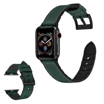 Apple Watch Series 6 / 5 40mm silicone + leather coated watch band - Blackish Green