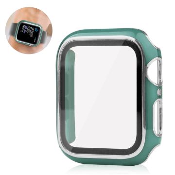 Apple Watch 44mm unique style cover + tempered glass screen protector - Blackish Green / Silver