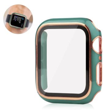 Apple Watch 44mm unique style cover + tempered glass screen protector - Blackish Green / Gold