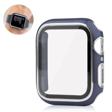 Apple Watch 44mm unique style cover + tempered glass screen protector - Blue / Silver