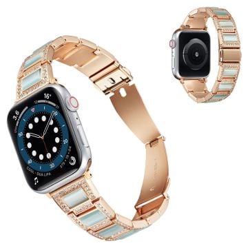 Apple Watch 42 mm - 44 mm klockarmband med strass i opalstil - Grön