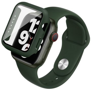 IMAK Apple Watch (44 mm) silikonfodral med klockarmband + härdat glas - Mörkgrön