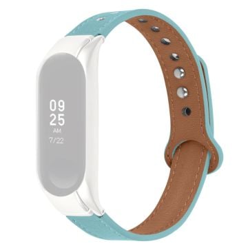 Samsung Galaxy Fit e klockarmband i konstläder med silverfärgat hölje - Baby Blå