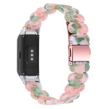 Samsung Galaxy Fit snyggt klockarmband i rostfritt stål med harts - Rosa / Grön