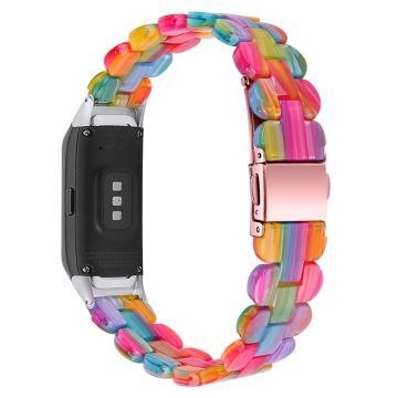 Samsung Galaxy Fit snyggt klockarmband i rostfritt stål med harts - Regnbåge