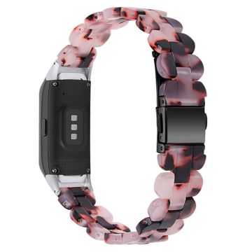 Samsung Galaxy Fit snyggt klockarmband i rostfritt stål med harts - Brun / Ljusrosa